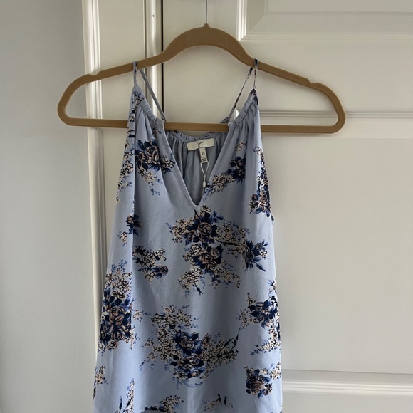 Joie Satin Tank Top- flower light blue print - Picture 3 of 3